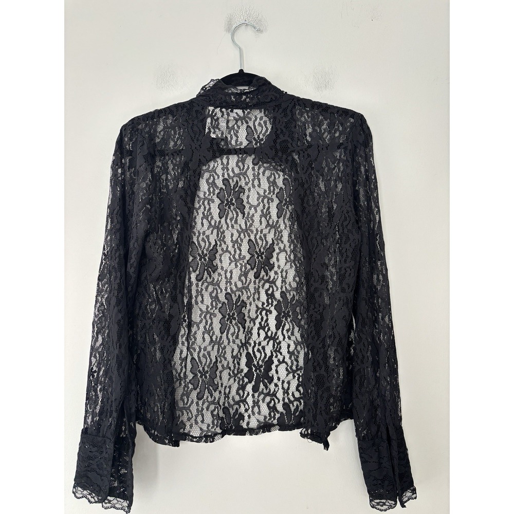 White Stag‎ Women's Vintage Lace Whimsigoth Victorian High Neck Open Blouse Sz S - Picture 11 of 11